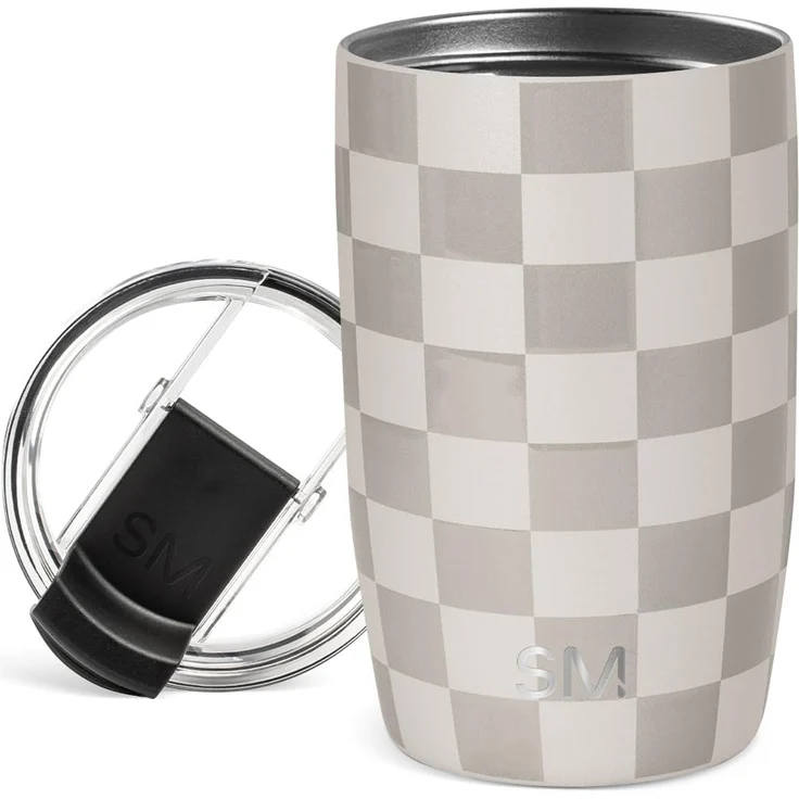 Simple Modern Thermobecher Kaffeebecher to go mit Klappdeckel | Isolierter Edelstahl-Kaffeebecher | Geschenke für Frauen und Männer | Voyager | 350ml | Checkmate