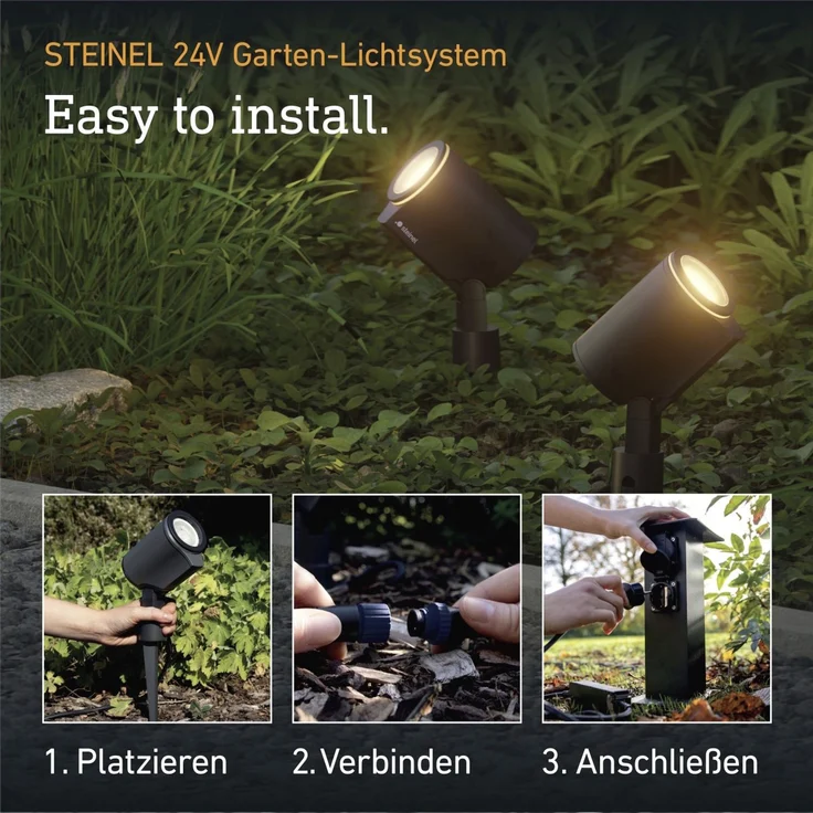 Steinel Gartenstrahler Spot Garden C 24V, inkl. Erdspieß, RGBWW, 16 Mio. Farben, dimmbarer Spotstrahler, App-Steuerung, Plug & Play, IP65, Anthrazit – Bild 7