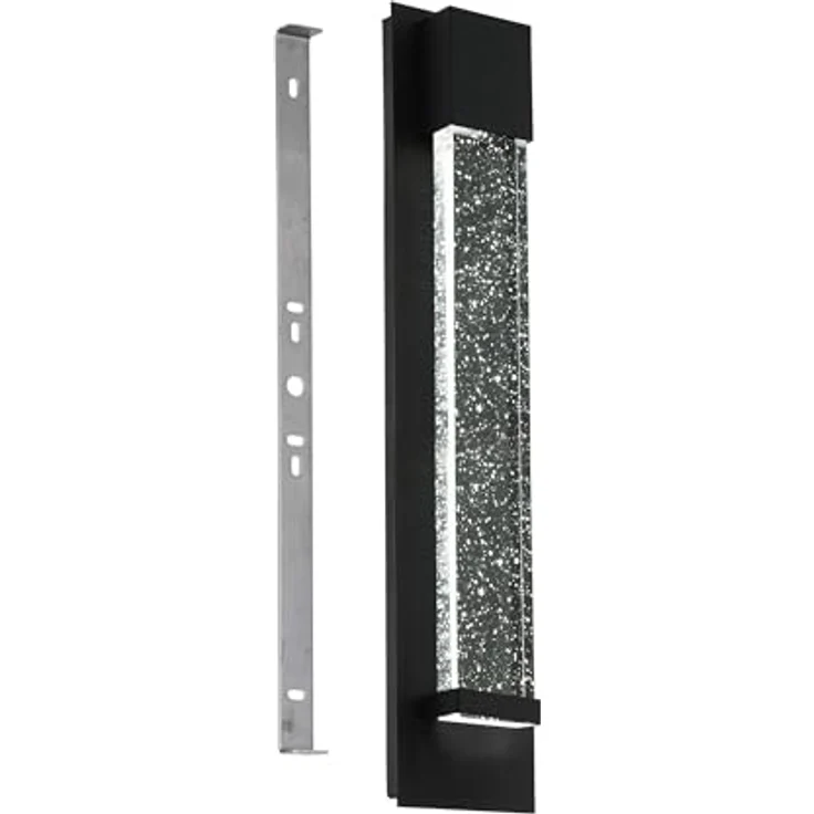 EGLO LED Außen-Wandlampe Villagrazia, 2-flammige Alu- und Glasleuchte, Schwarz, klar mit Lufteinschlüssen, 40 cm, IP44, warmweißes Licht – Bild 4