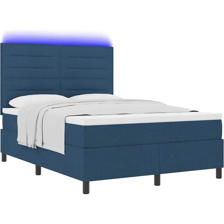 vidaXL Boxspringbett mit Matratze mit LED Blau 140 x 200 cm Stoff 3342801 – Bild 3