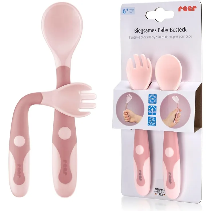 Reer - Lernbesteck 360° biegbar - rosa - 2tlg.