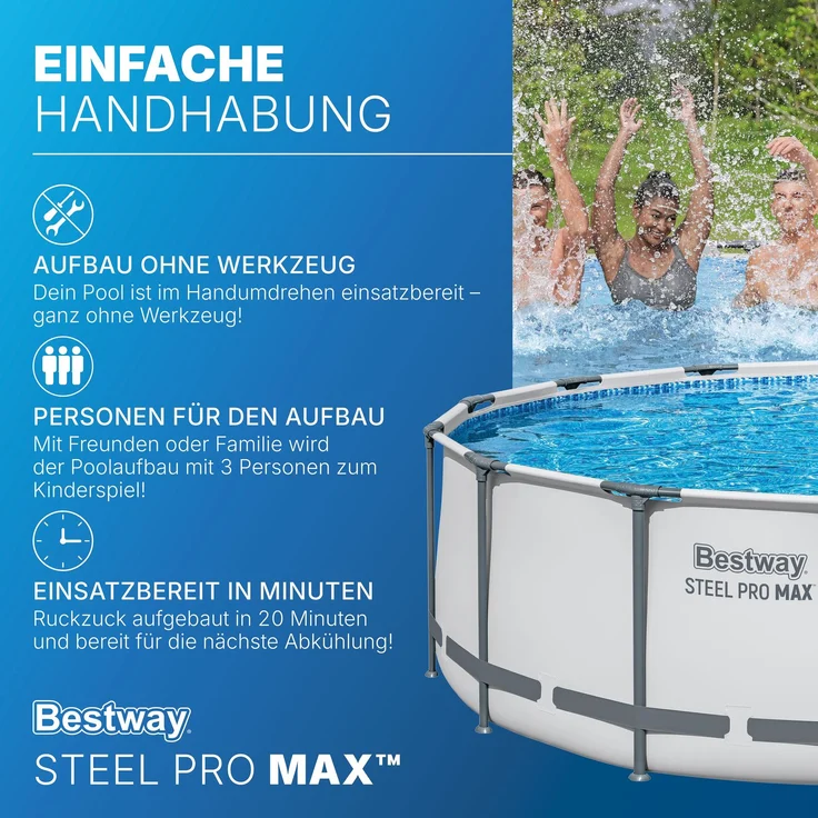 Bestway 'Steel Pro MAX™ Solo' Pool, ohne Zubehör, lichtgrau, Ø 427x122 cm – Bild 4
