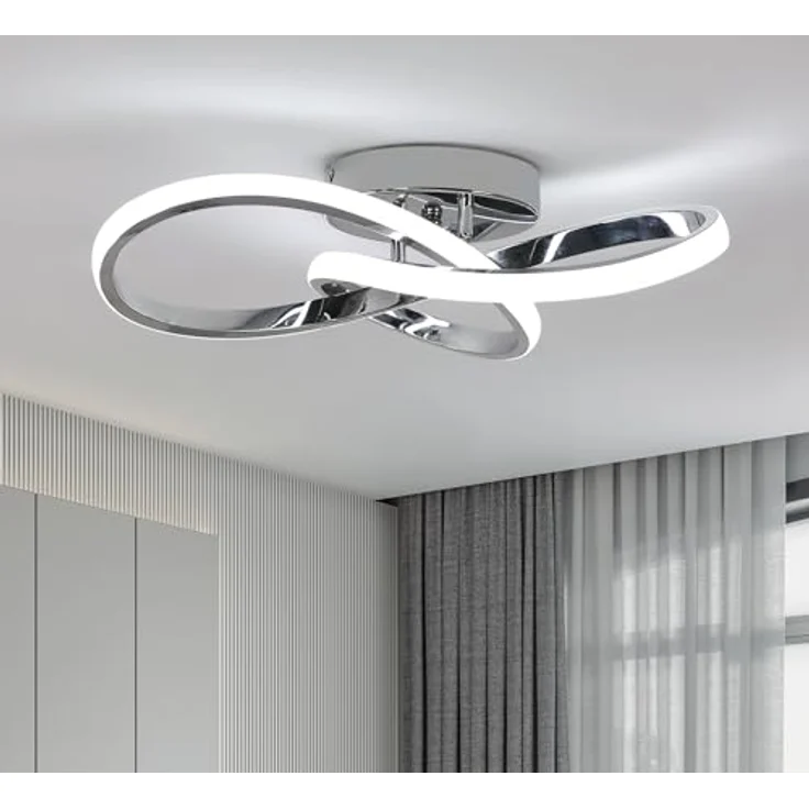 Comely LED Deckenleuchte, 38W Elegant Silber LED Deckenlampe, Moderne Blume Design Acryl Deckenleuchten für Schlafzimmer, Wohnzimmer, Küche, Eingang, Flur – Bild 2