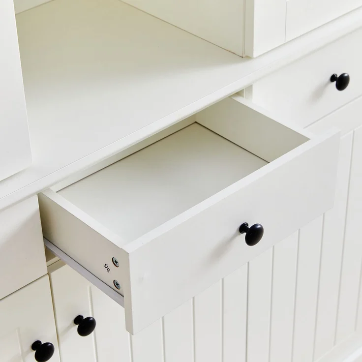 ZUBALIYA Standvitrine mit 4 Schubladen / Vitrinenschränke mit LED, mit schrank mit 4 Schubladen und 5 Türen und großer Schrank mit 21 Ablagefächern, MDF, 119.50 x 40.00 x 180.00 cm, fürs Wohnzimmer – Bild 8