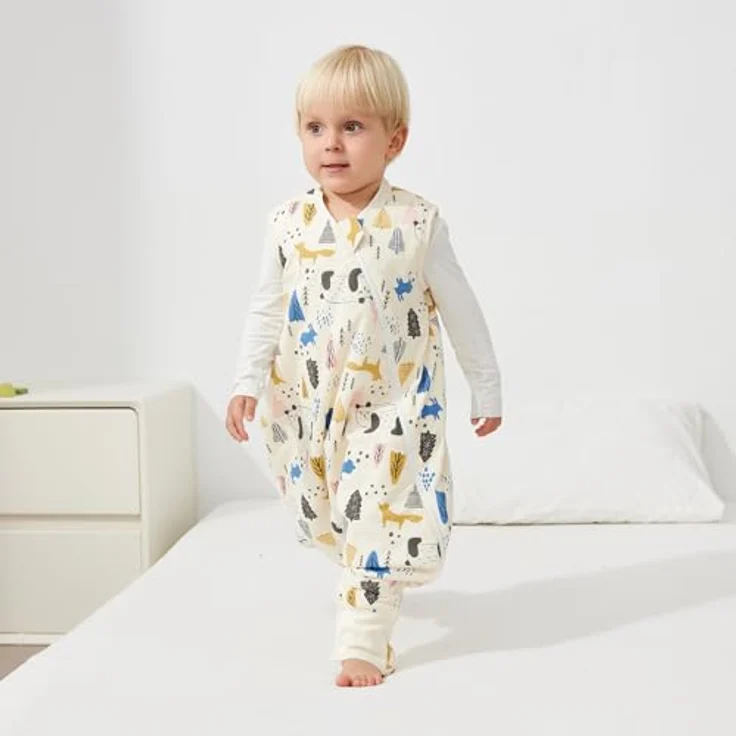 Duomiaomiao Baby Schlafsack, 1x Ganzjahresschlafsack, 1.5tog-beige Panda, 95cm / Babygröße 100-110cm, 100% Baumwolle – Bild 6