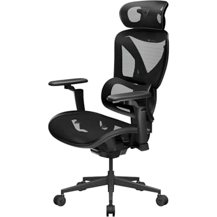 ThunderX3 XTC Pro 360, ergonomischer Gaming-Stuhl mit selbstjustierender Lendenwirbelstütze, 4D-Armlehnen und atmungsaktivem Mesh, schwarz