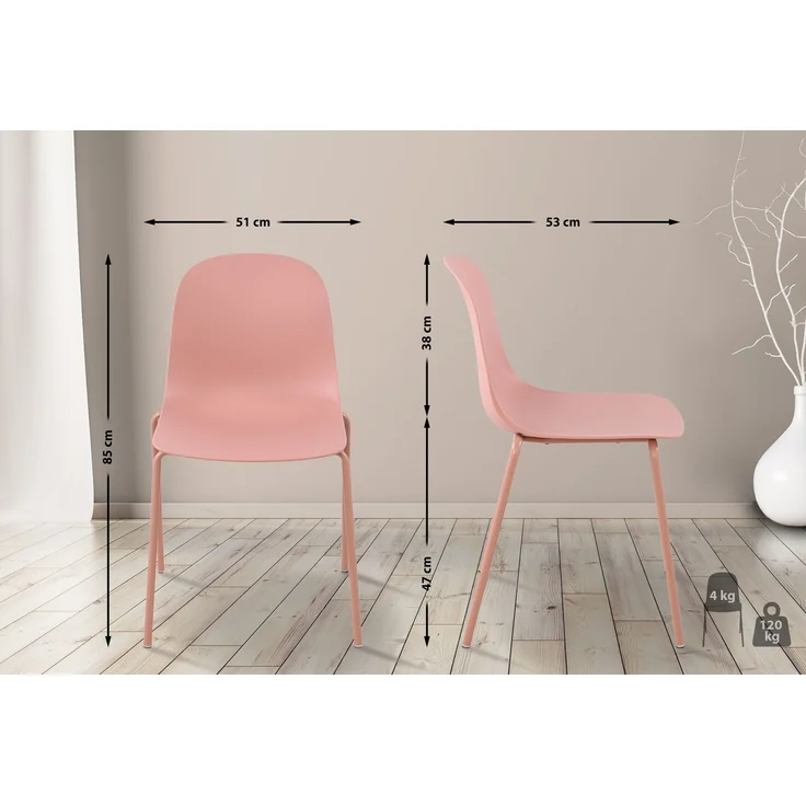 CLP 2er Set Stühle Hardin, stapelbare gartenstühle, wetterfest und UV-beständig,pink – Bild 2