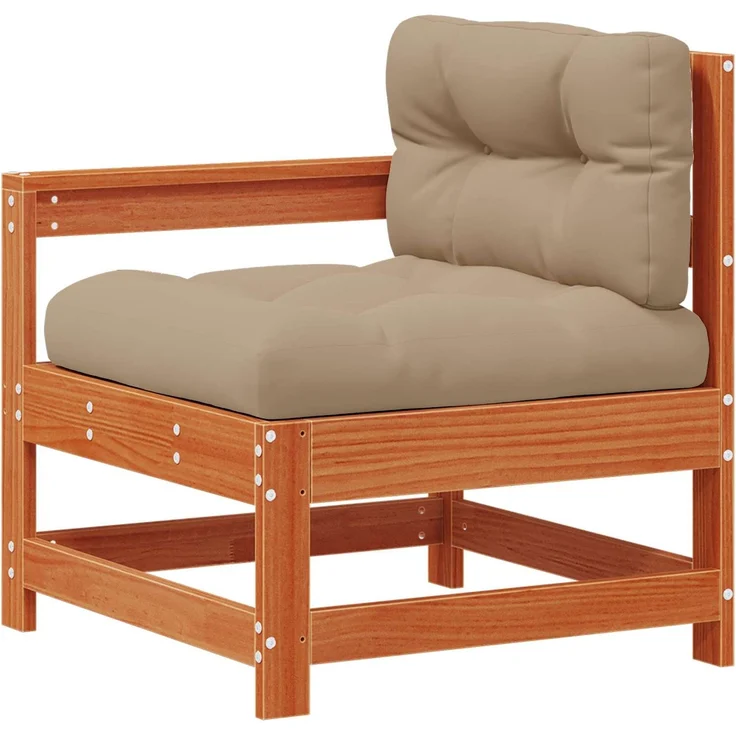 vidaXL 2 Stück Gartenecksofa Massives Kiefernholz Wachsbraun 865536 – Bild 4