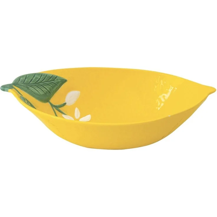 EasyLife Servierschale Fleurs et Citrons, Porzellan, Spülmaschinengeeignet, Mehrfarbig, Zitronen, H: 4.5cm – Bild 1