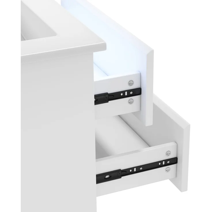 Wandhängender Waschtisch 61 x 46 x 45 cm aus lackiertem MDF mit Keramikbecken und LED-Sensorlicht – Bild 9