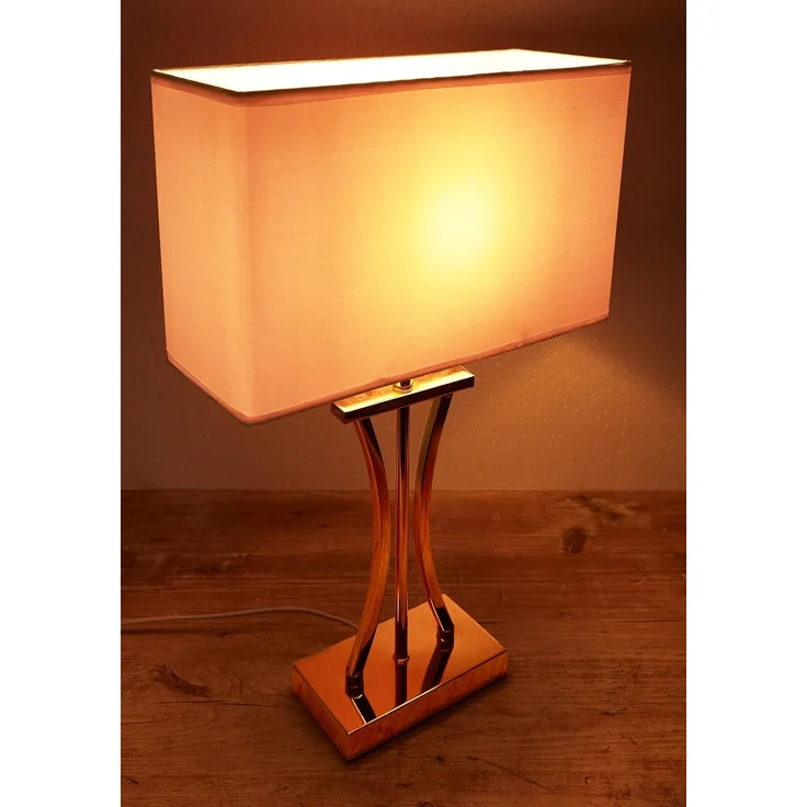 BRUBAKER Nachttischlampe Tischlampe Goldene Säule - Design Nachttischlampen Gold, ohne Leuchtmittel, Vintage Tischleuchten aus Metall, Höhe 50 cm, Schirm Weiß – Bild 5