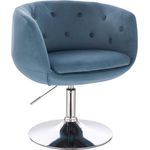 SVITA Panama Retro Loungestuhl Cocktailsessel Blau Petrol Samt-Optik Tellerfuß