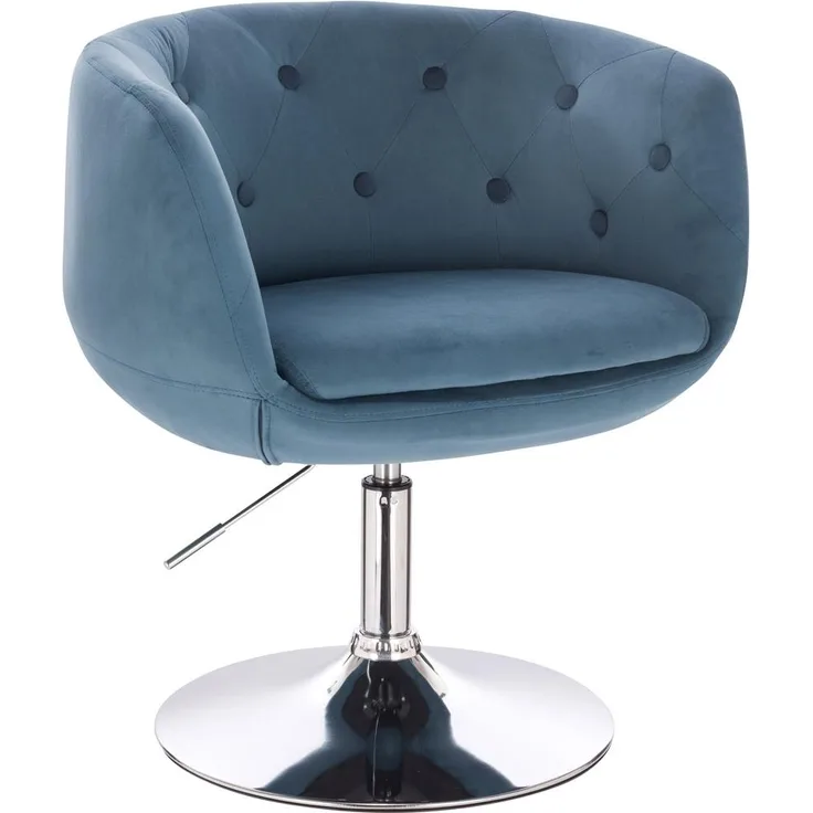 SVITA Panama Retro Loungestuhl Cocktailsessel Blau Petrol Samt-Optik Tellerfuß
