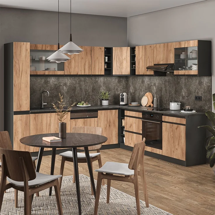 Küchenfront R-Line Goldkraft Eiche 59.6 x 11.2 cm Möbelfront für den Herdumbauschrank Vicco – Bild 6