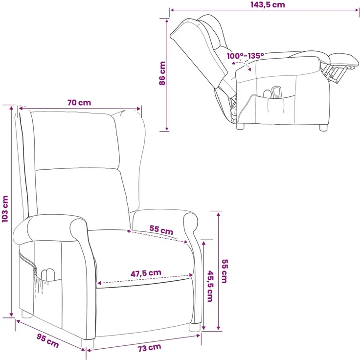 vidaXL Wing Back elektrischer Massagesessel Dunkelgrün Stoff 3460296 – Bild 11
