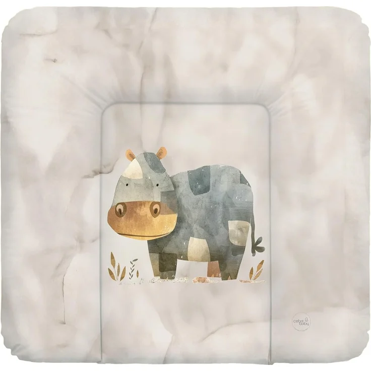 Ceba Baby® weiche Wickelauflage 75x72 cm - Baby Wickelunterlage - Wickeltischauflage für Junge und Mädchen - Wasserdicht, abwaschbar - OEKO-TEX® Standard 100 - Made in EU - Gemütliches Nilpferd – Bild 1