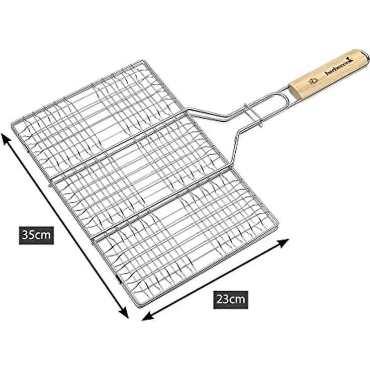 Barbecook Hamburgergrill perfekt für die zubereitug von 6 burgern, aus Chrom und Holz, 35x23 cm, Silber,holzfarbe – Bild 6