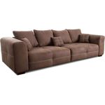 Cavadore Big Sofa Mavericco / Große Couch im modernen Design in Lederoptik / Inklusive Rückenkissen und Zierkissen / 287 x 69 x 108 cm (BxHxT) / Mikrofaser Braun