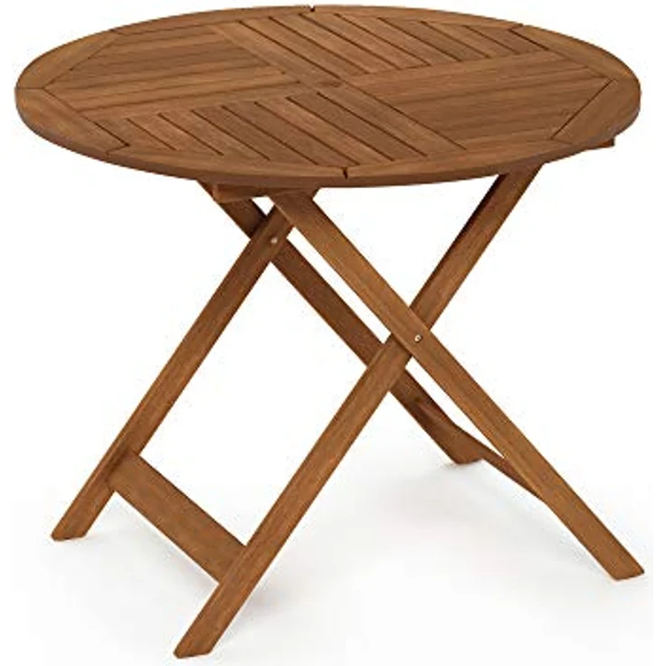 Furinno Tioman Outdoor Klapptisch mit Sonnenschirmloch, Natur, 88,9 x 88,9 x 71,88 cm – Bild 8