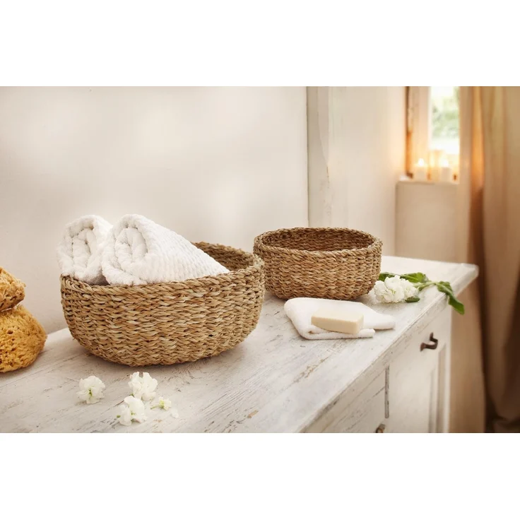 Schale Seegras rund 2er Set Deko Aufbewahrung Obstschale Tisch Korb Ø 25 cm – Bild 6