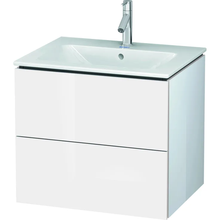 Duravit L-Cube Waschbeckenunterschrank, Weiß Hochglanz, 62 cm breit, mit Schubladen für kompaktes Badezimmer
