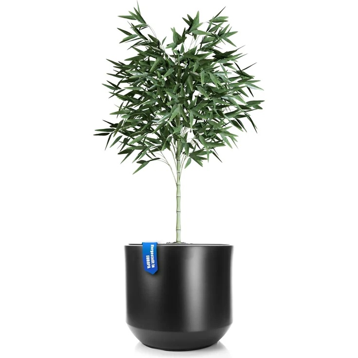 BigDean Blumentopf Style ø 46 cm anthrazit mit herausnehmbaren Innentopf - wetterfester Blumenkübel aus bruchsicherem Kunststoff - Pflanzkübel groß Außen & Innen geeignet – Bild 1