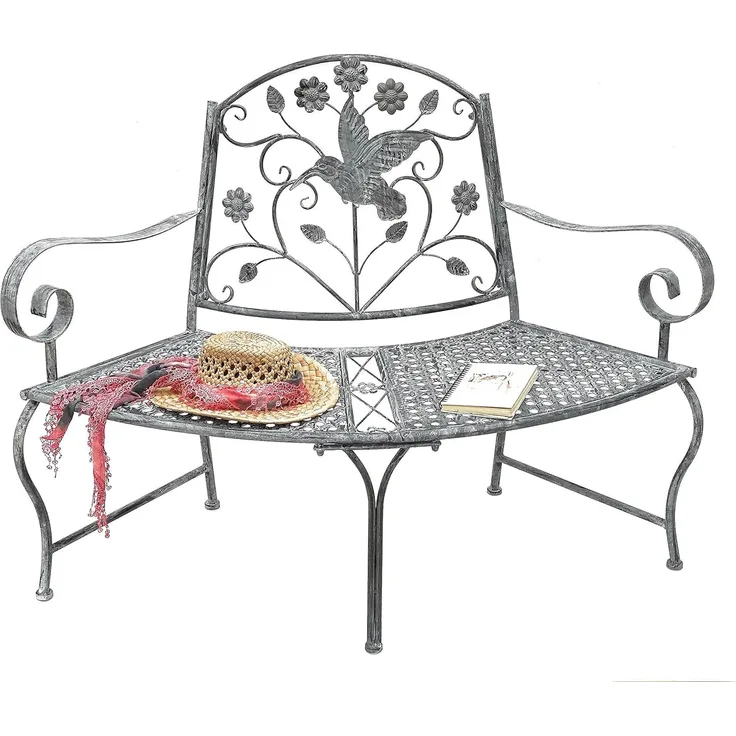 DanDiBo Sitzbank Halbrund Metall Wetterfest Grau 130 cm Baumbank 96013 Gartenbank Parkbank Eisenbank