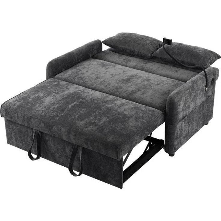 Merax Schlafsofa mit 3-in-1 Bettfunktion, Loungesessel mit USB und Handyhalter, Schlaffunktion und viel Stauraum – Bild 4