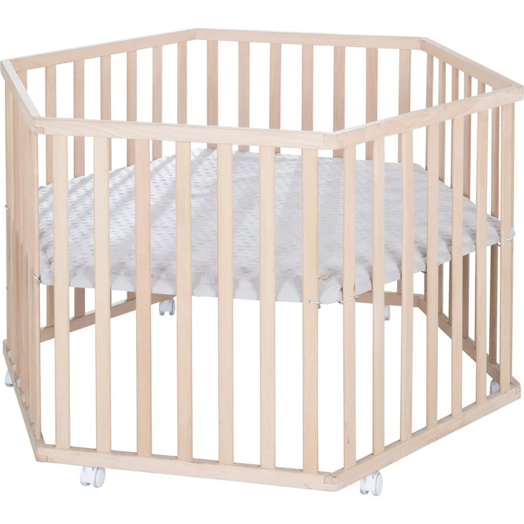 roba Laufgitter 6-eckig + Schutzeinlage 'Lil Planet' grau - Spielgitter hexagonal aus Bio-Buche - 3-fach höhenverstellbar - Massivholz – Bild 4