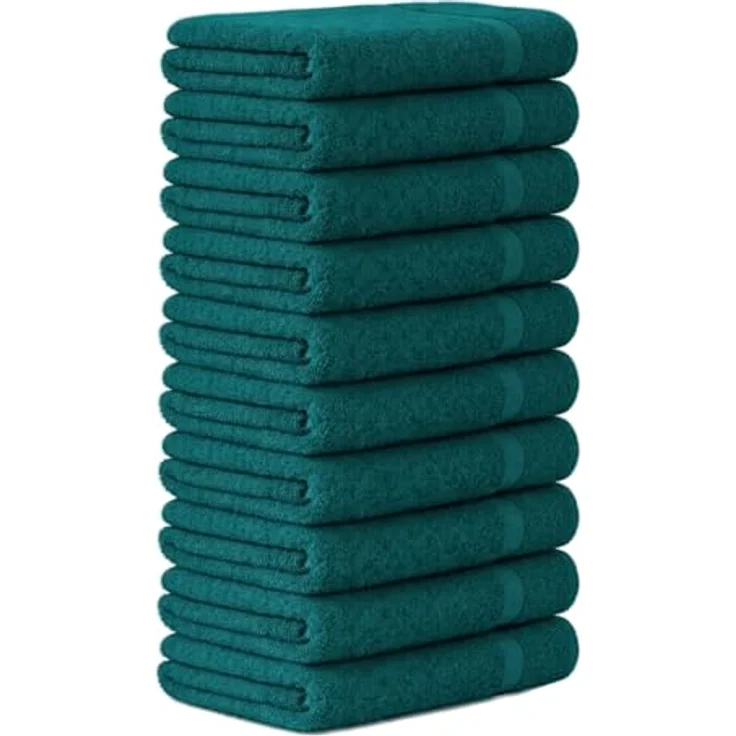 Luckytowel Handtücher Set 50x100 cm – Oeko-TEX 100% Baumwolle, 600 g/m², flauschig & saugstark – Frottee Handtuchset 10er Pack Petrol – Bild 1
