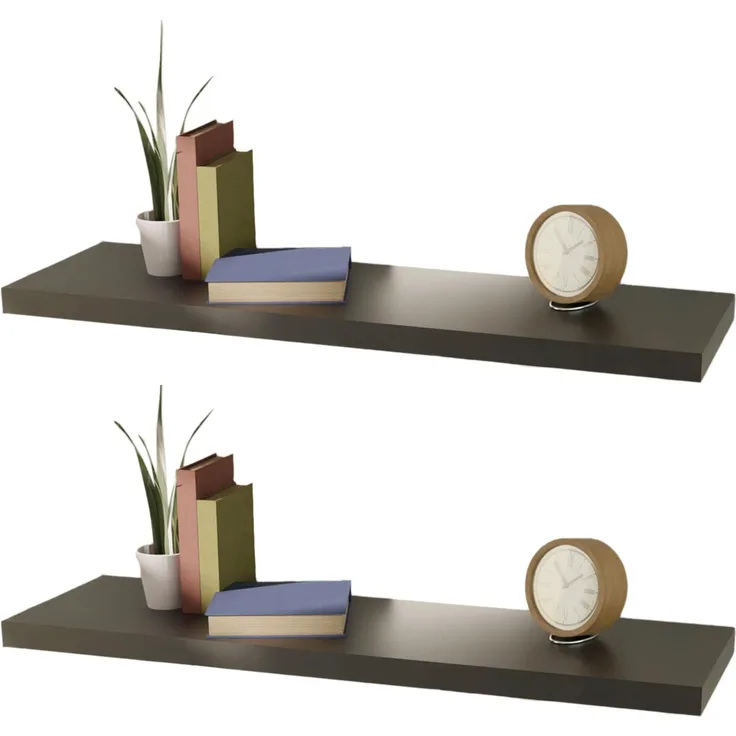 2 Stück Wandboard Wandregal Regal Schwarz 100cm MDF B100xH3,8xT23,5cm