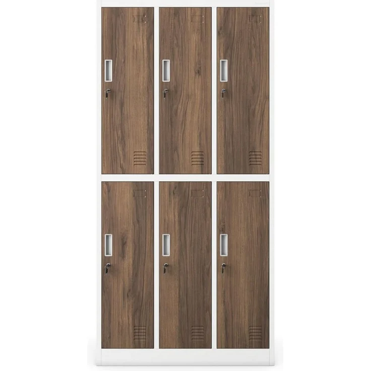 Jan Nowak Arbeitsschutz Garderobenschrank abschließbar, Metallschrank mit 6 Fächern, Spindschrank Stahl mit Kleiderstange, Umkleideschrank für Personal, Betrieb und Sozialraum, 185 x 90 x 45 cm – Bild 3