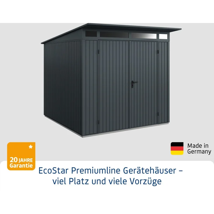 Hörmann Ecostar Metall-Gerätehaus Trend mit Pultdach Typ 2, 238x238 cm , anthrazitgrau, 5,7 m²,2-flüglige Tür – Bild 2