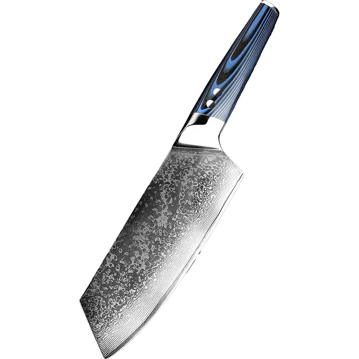 The Blue Knife Das blaue Messer Metzgermesser und Hackmesser sehr scharf Damaszener Stahl