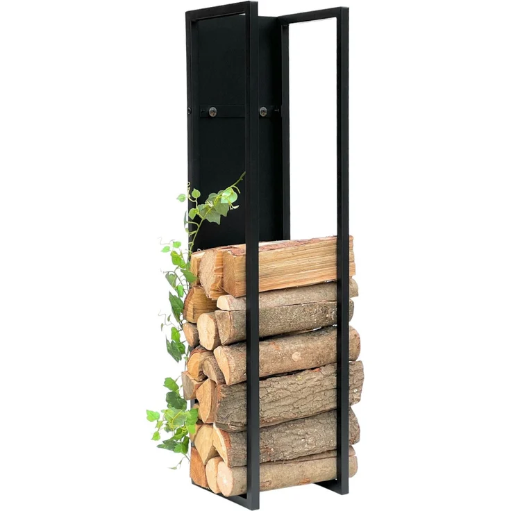 DanDiBo Kaminholzregal Innen Metall Schwarz Kaminholzständer 100 cm mit Rückwand an der Wand Hängend 96357 Holzkorb Kaminholzhalter Holzregal – Bild 4