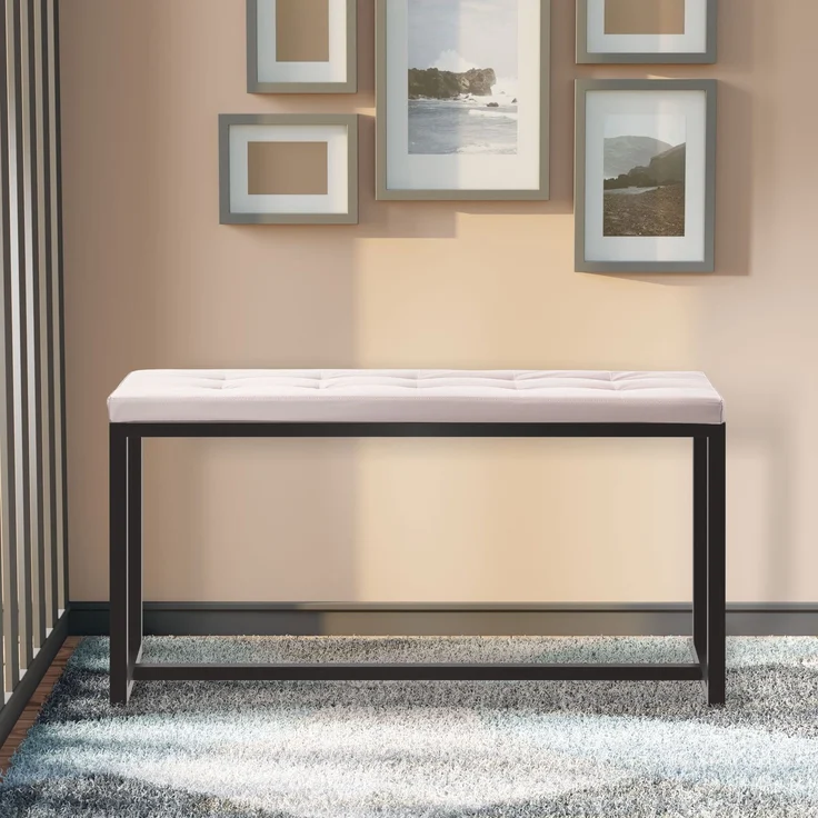 CLP Sitzbank Barci mit Polsterung und schwarzem Eisengestell,grau Kunstleder – Bild 3