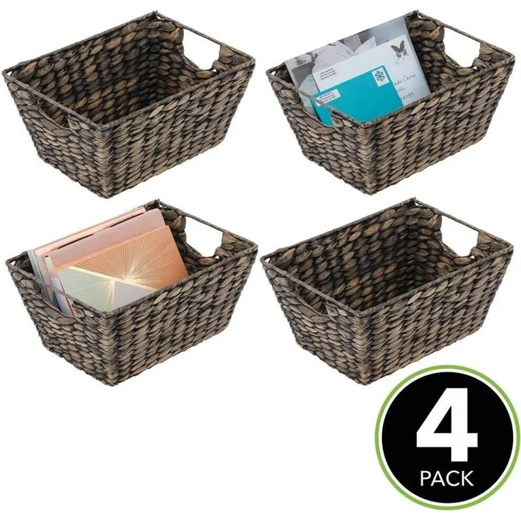 mDesign Aufbewahrungskorb Flechtkorb Wasserhyazinthe 4er Set Schwarz – Bild 4