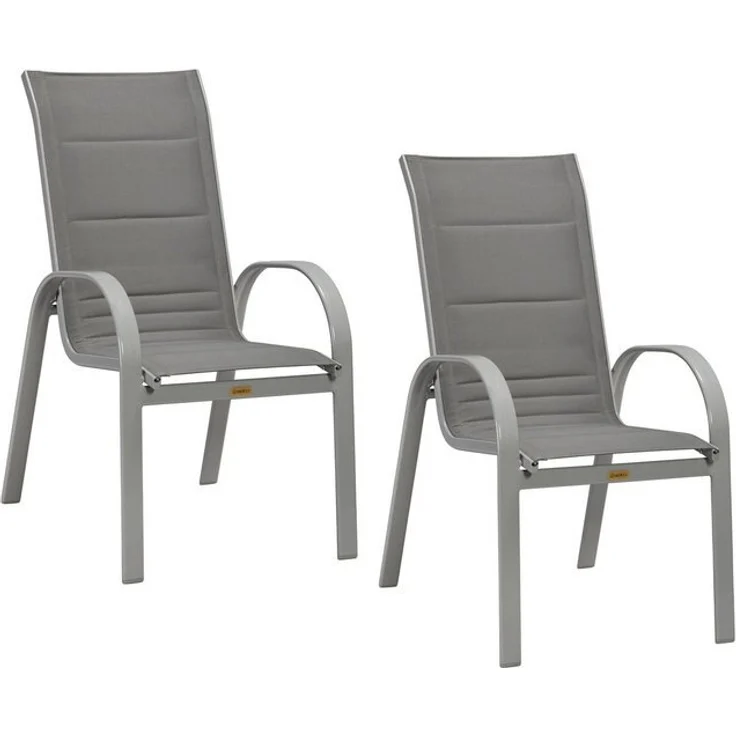 MERXX Stapelstuhl Amalfi Deluxe (Set, 2 St), 2er Set, Alu/Textil, stapelbar – Bild 4