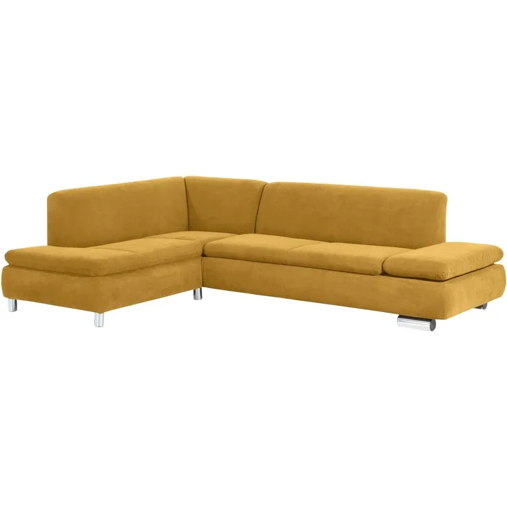 Ecksofa mit Ottomane links Kaye Bezug Veloursstoff Metallfuß verchromt / mais 23113