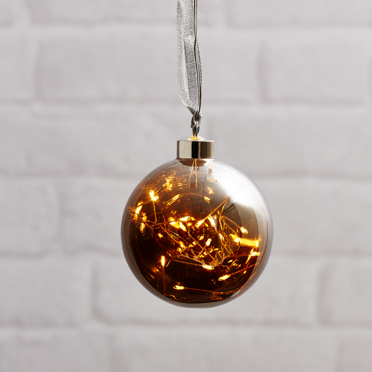 EGLO LED-Weihnachtskugel für Innen, beleuchtete Glaskugel zum Aufhängen, Leuchtkugel in Schwarz-Transparent zum Hängen mit Timer, warmweiß, Batterie-Betrieb, Ø 10 cm