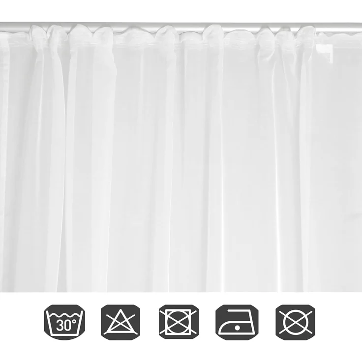 Haus und Deko Gardine Voile Dekoschal Gardine Emotion weiß Organza Vorhang Kräuselband weiß (1 St), Kräuselband, transparent, Polyester – Bild 7