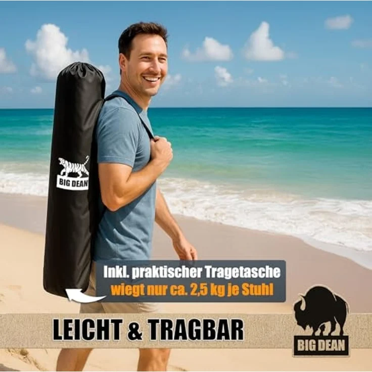 BigDean Campingstuhl 2er Set Campingstuhl extra hohe Lehne max. 150kg belastbar Faltstuhl (Set, 1 St), Verlässlich, Stabil, leicht, Schmutz & Wasser abweisen. – Bild 4