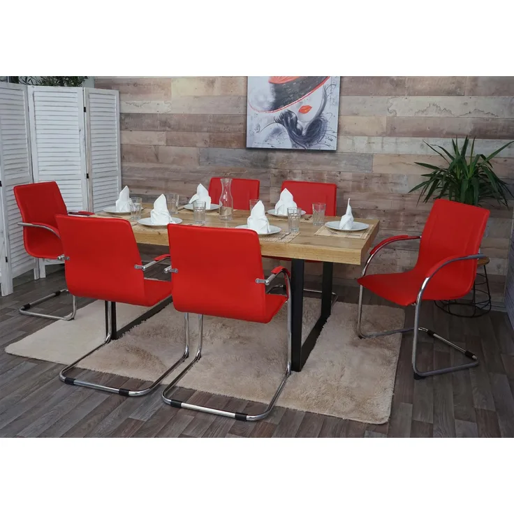 6er-Set Schwingstuhl 'Samara' PVC Stahl / rot
