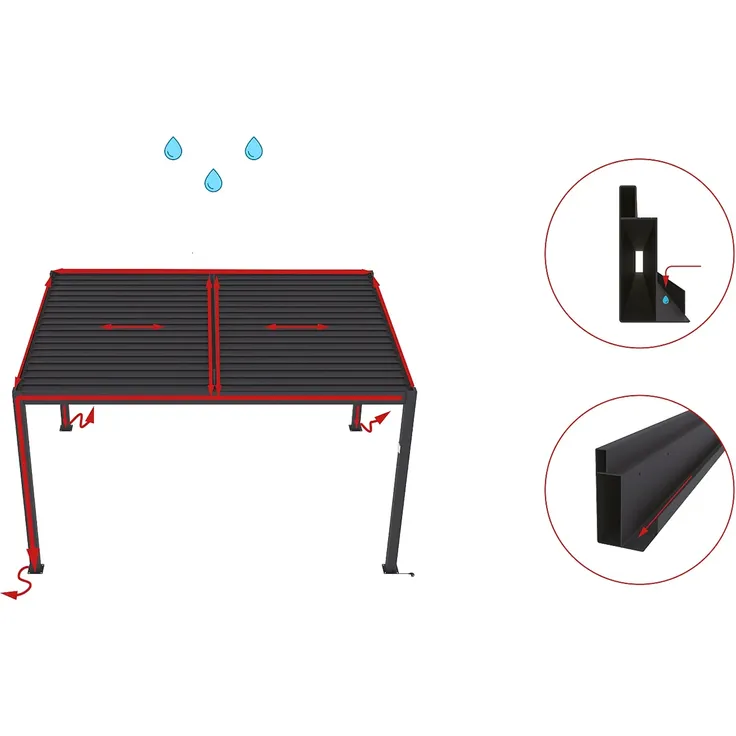 Vente-unique - AMADORA Terrassenüberdachung Metall Schokoladenbraun - B 305 cm x H 220 cm x L 395 cm – Bild 6