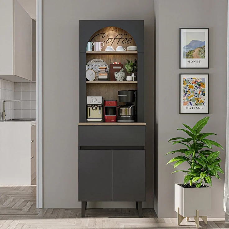 Roomart Küchenregal VENEDIK Küchenschrank 60 cm, Buffet, Schublade in 4 Farben, Buffet- & Mehrzweckschrank, LED Bogennische, Schublade, 4 Farben, 18 mm Platten – Bild 1