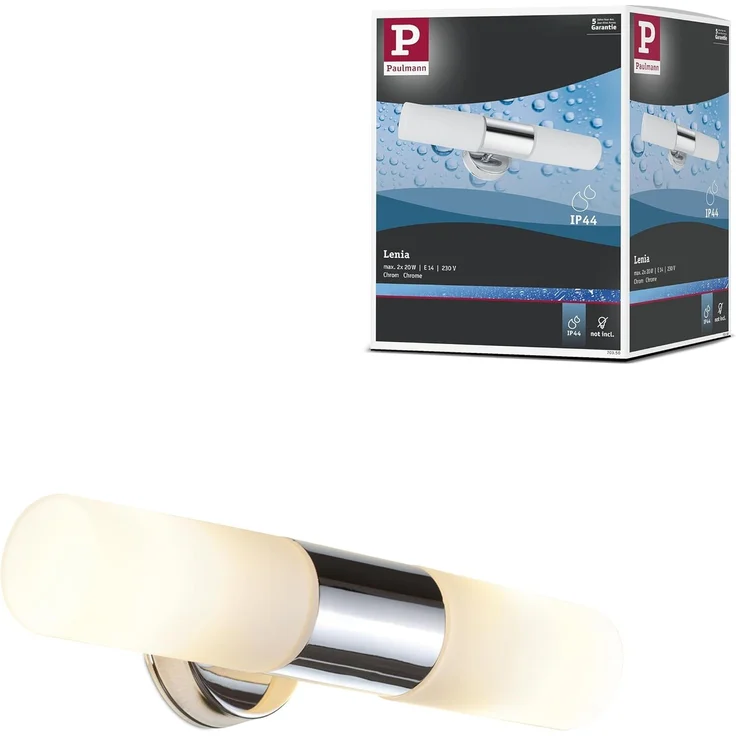 Paulmann Licht 70350 Spiegelleuchte Lenia IP44 Chrom Opak Metall Glas – Bild 1
