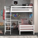 Vipack Winkel Hochbett mit 2 Liegeflächen 90/140x200 cm, Ausf. weiß lackiert