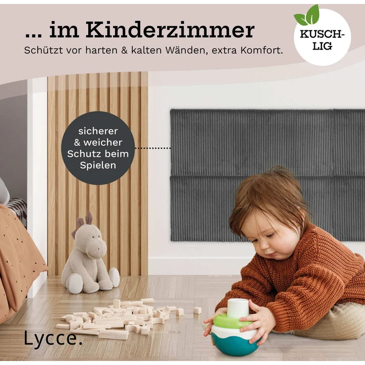 Lycce Kopfstütze Wandkissen Cord - Wandpolster Kopfteil Betten & Rückenkissen Sitzbank, (1 St) – Bild 5