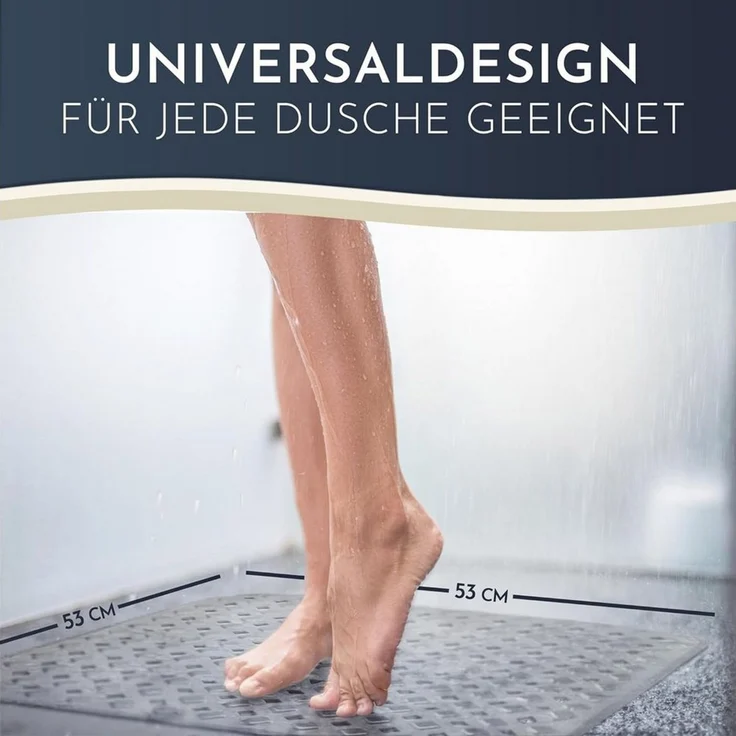 Homerella Duschmatte rutschfest - 100% BPA frei - Inkl. 2 Haken zum Aufhängen 53x53cm, Antirutschmatte Dusche hautsensitiv & schimmelresistent, - Duscheinlage maschinenwaschbar