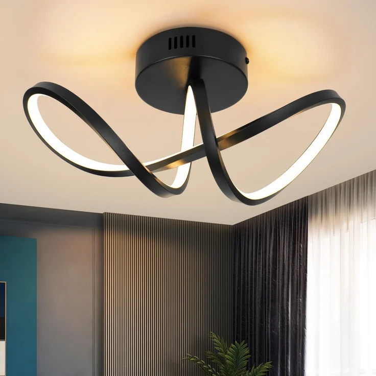 ZMH Deckenleuchte Wohnzimmer Deckenlampe Schlafzimmer: Modern Wohnzimmerlampe Schwarz 12W Design Küchenlampe 3000K Warmweiß Schlafzimmerlampe Innen Deckenbeleuchtung LED für Flur Küche – Bild 1